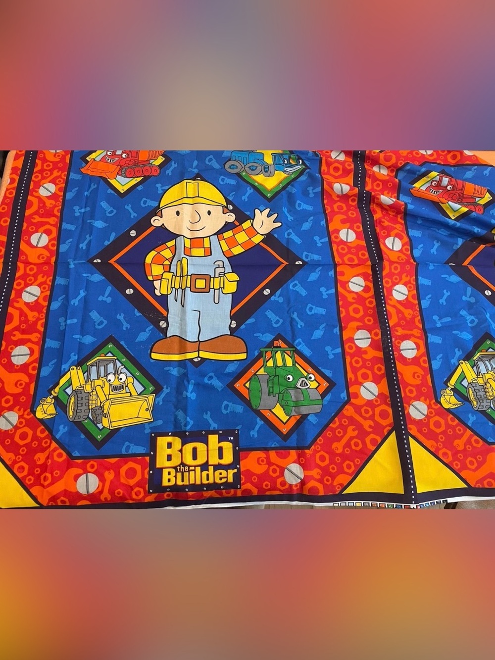 Vintage Bob The Builder Fabric 4 Yards 44x145in 100% Cotton Children’s Cartoon